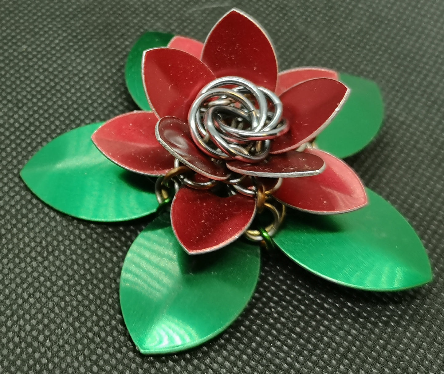 Red and Green Rose Hairflower